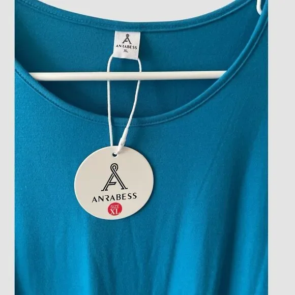 Anrabess Blue Short Sleeve Maxi T-Shirt Dress Size XL Pockets Tiered NWT - Picture 5 of 7